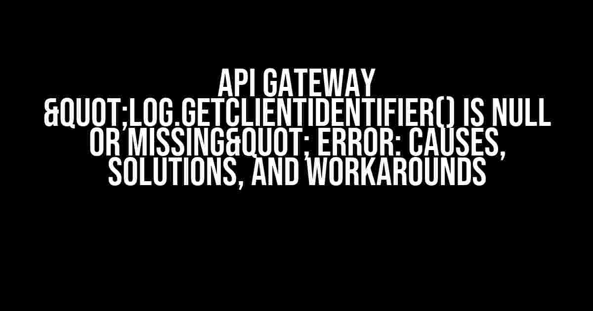 API Gateway "log.getClientIdentifier() is null or missing" Error: Causes, Solutions, and Workarounds